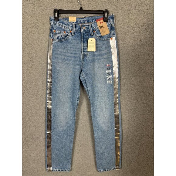 Levis 501 Button Fly Original Fit Women's Jeans Shine Theory Size 25x30 NWT's. - Picture 1 of 8